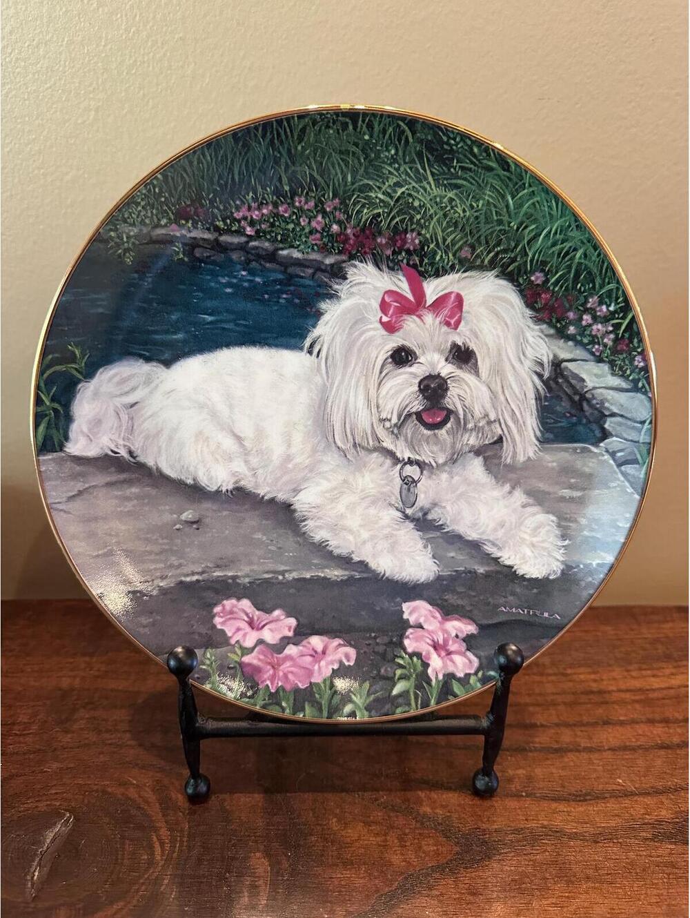 Danbury Mint Maltese Plate - Cooling Off